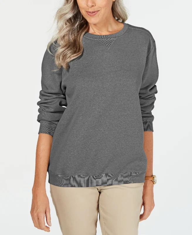 Karen Scott Crew Neck Fleece Sweatshirt High-neck Sweatshirt Hoodie
