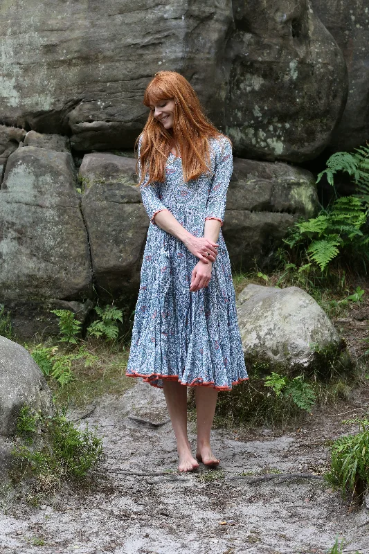 Ruby Sun Dress Hand Block Printed Pure Cotton - Only Sizes 18-20 Left! Winter unclassified dresses