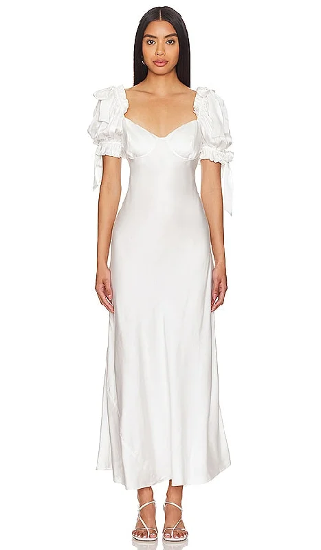 Selkie The Poet Slip Dress in White Lace unclassified dresses