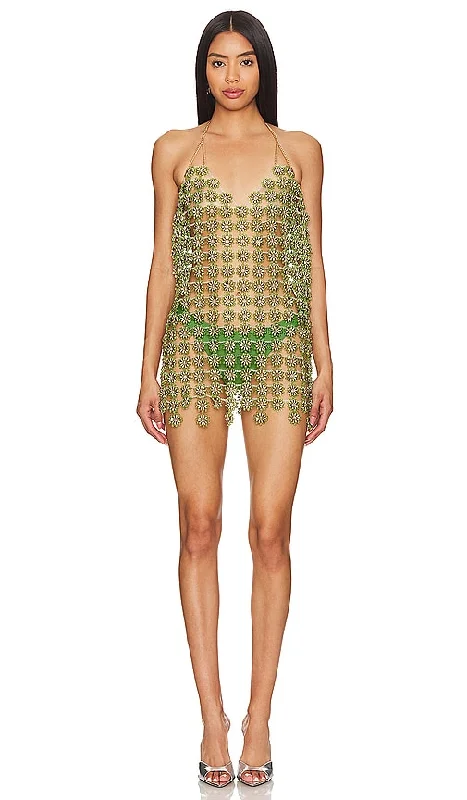 Camila Coelho Coraline Dress in Green Velvet unclassified dresses