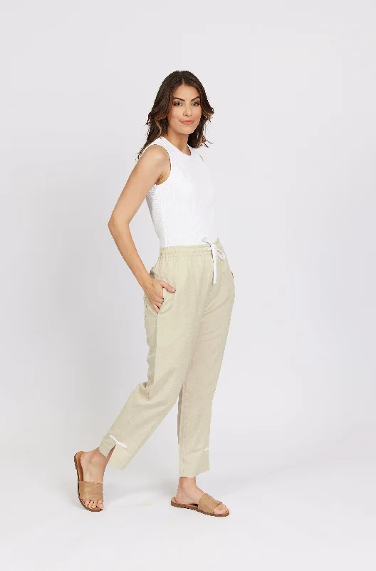 Checker Pant -Ecru/White High-Waist Pleated Shorts