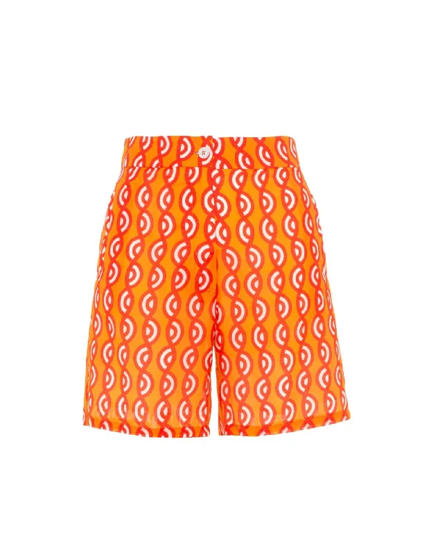 Carlotta Orange Twister Print Silk Voile Shorts Women's Shorts
