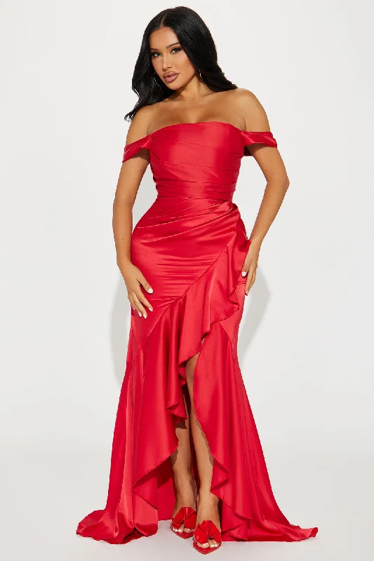 Kyla Satin Gown - Red