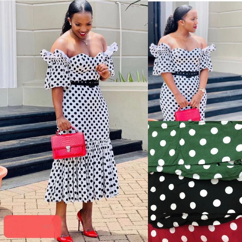 Polka Dots Off Shoulder Dress