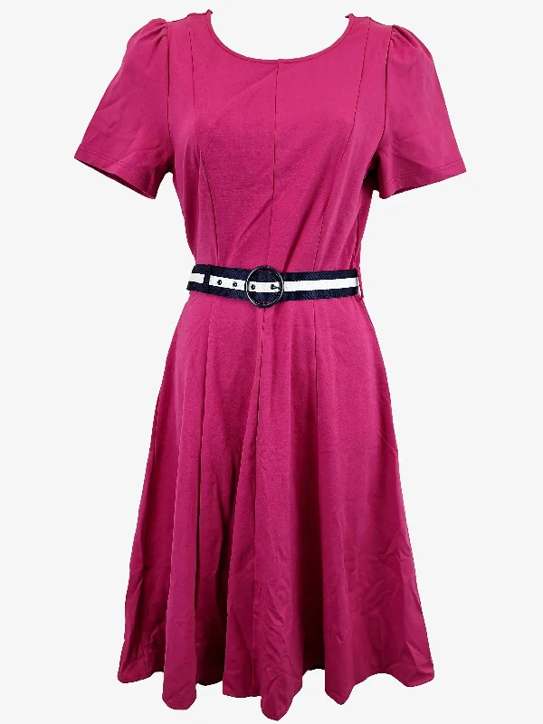 Review Magenta Stretch Panelled Midi Dress Size 8