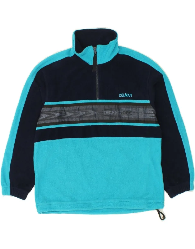 COLMAR Womens Graphic Zip Neck Fleece Jumper UK 4 XS Blue Colourblock Cardigan sweaters