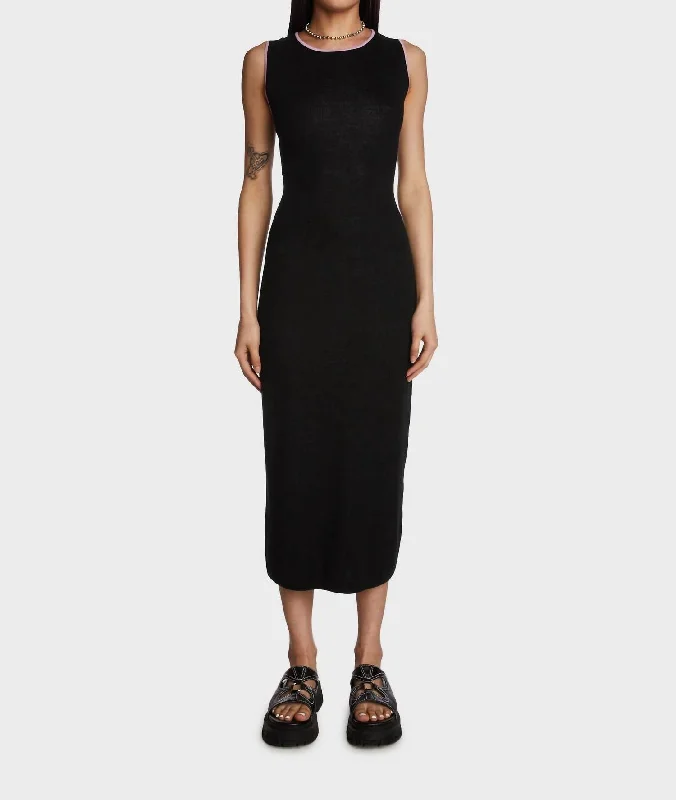 Flower Cut Out Midi Dress In Black/lilac Front Button Midi